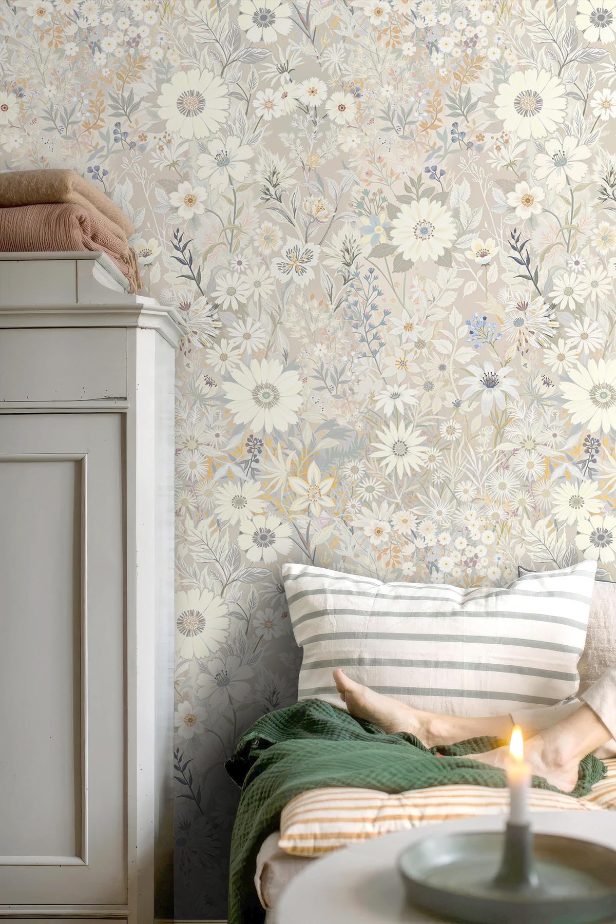 Vintique wallpaper easy-clean surface; resists fading over time.