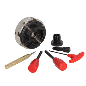 VINWOX 4-jaw self-centering lathe chuck with nickel coating for precise turning.