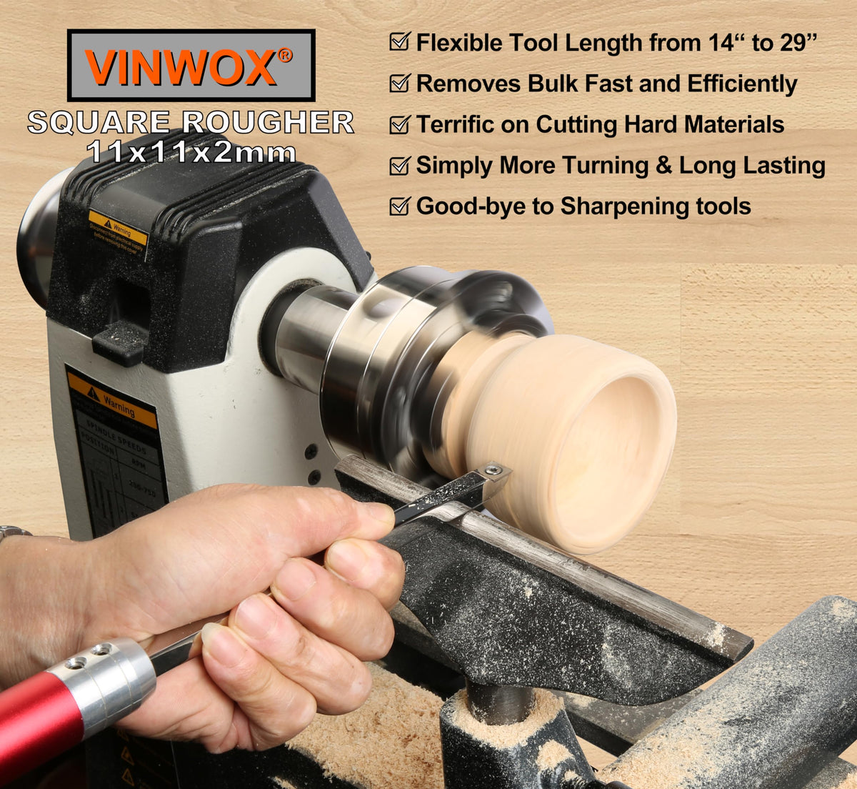 VINWOX aluminium handles connected for sturdy double-length control.