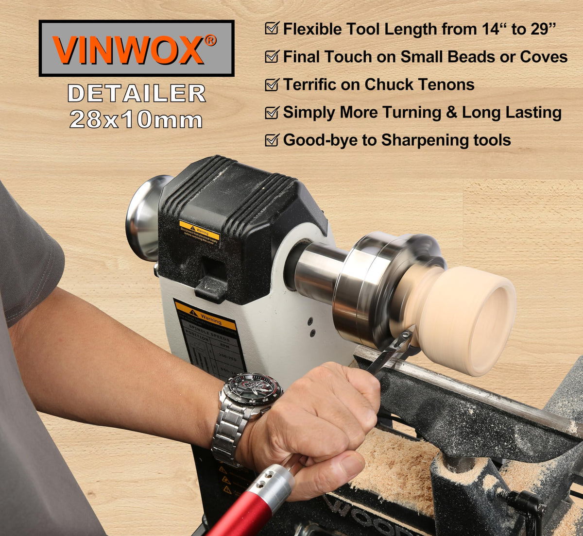 VINWOX carbide-tip insert shows replaceable cutting capability.