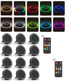 VIODAIM color-changing solar ground light with 33ft remote for easy walkway control