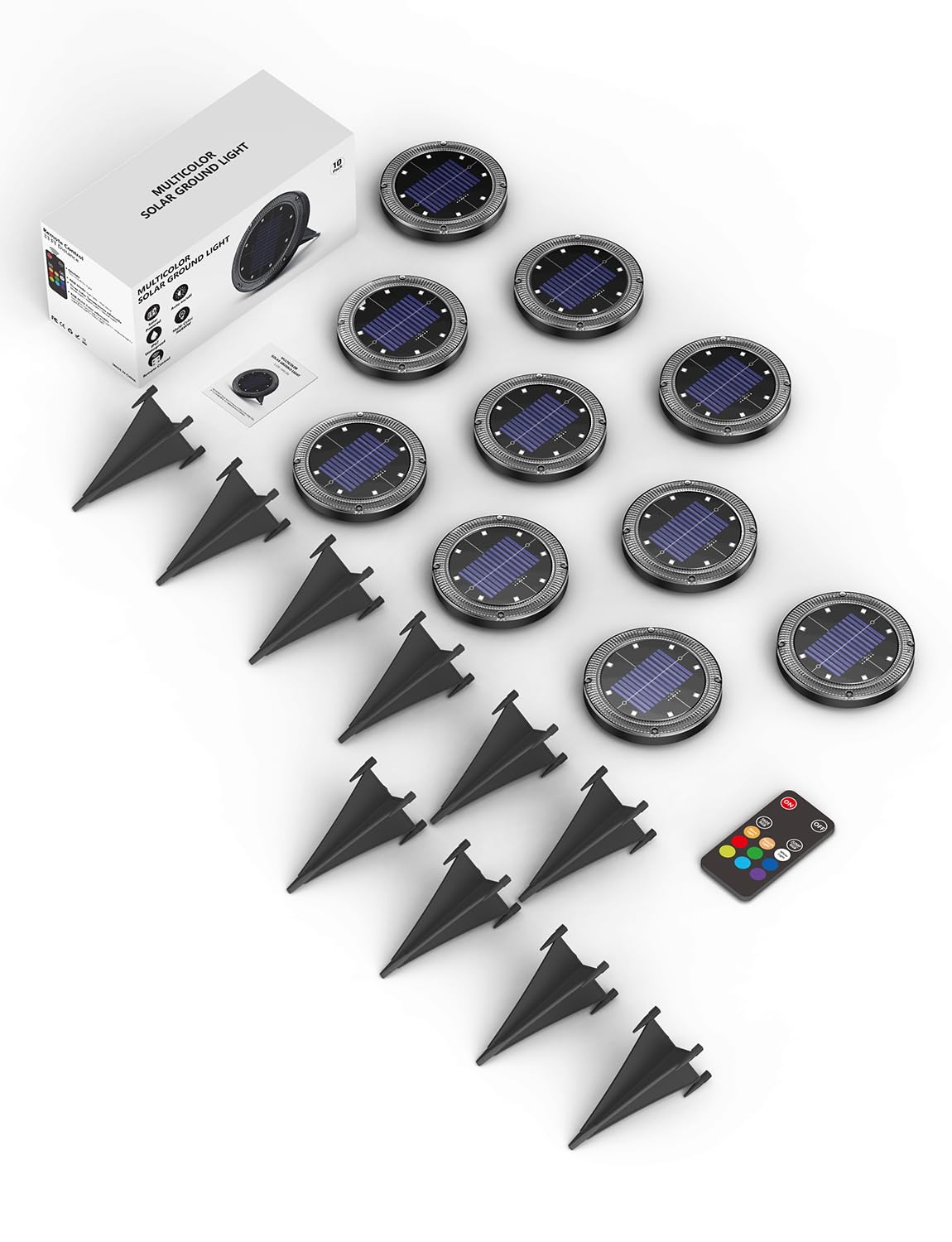 VIODAIM heavy-duty solar disk light withstands foot traffic and gardening tools.