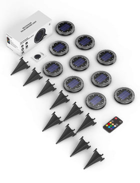 VIODAIM heavy-duty solar disk light withstands foot traffic and gardening tools.