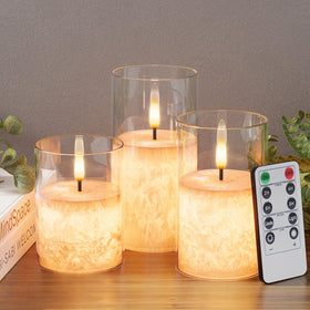 VIODAIM ice crystal real wax glass candle set adds crystal texture and cozy glow