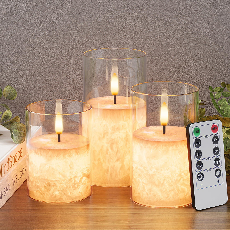 VIODAIM ice crystal real wax glass candle set adds crystal texture and cozy glow