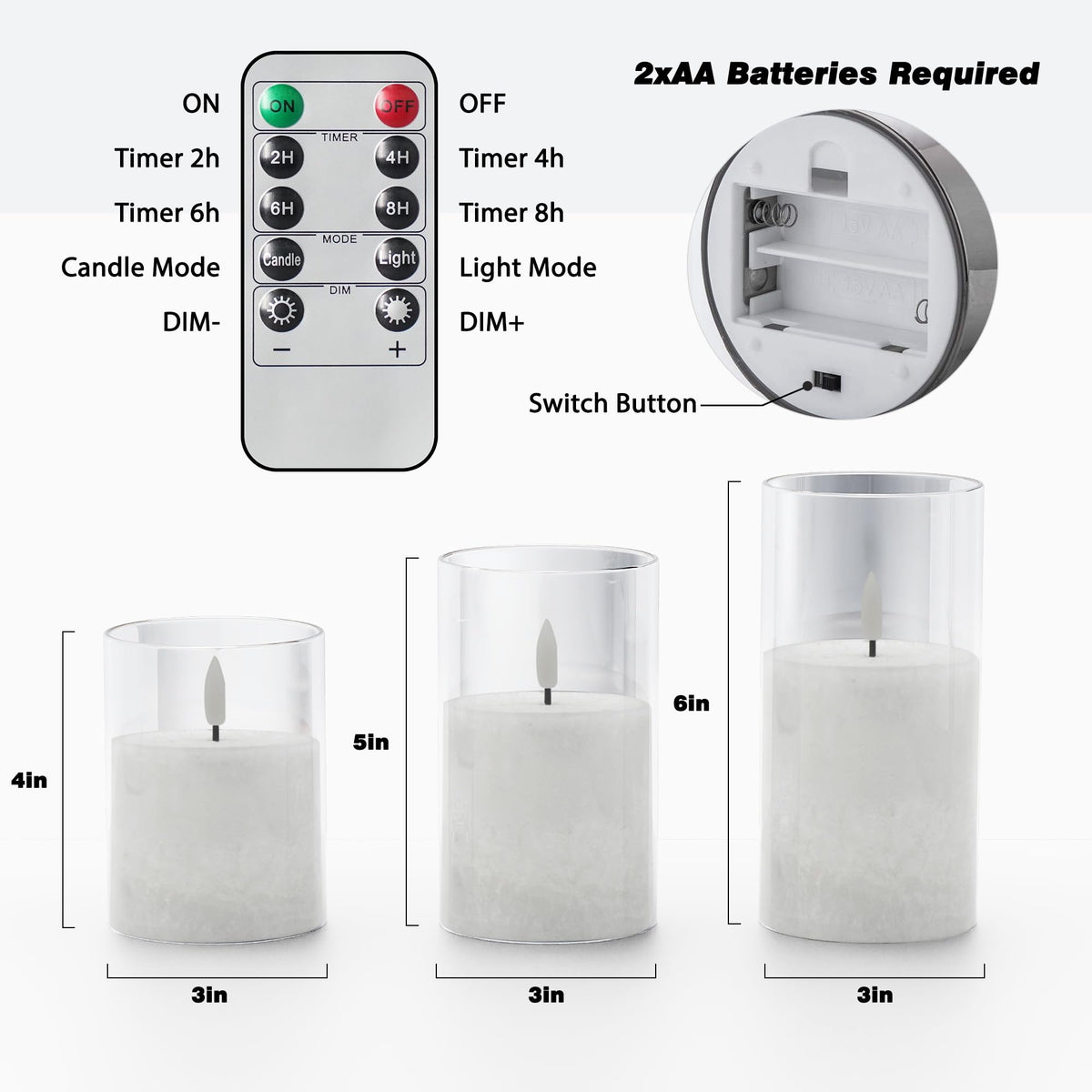 VIODAIM remote-controlled candles for easy dimming and timer programming