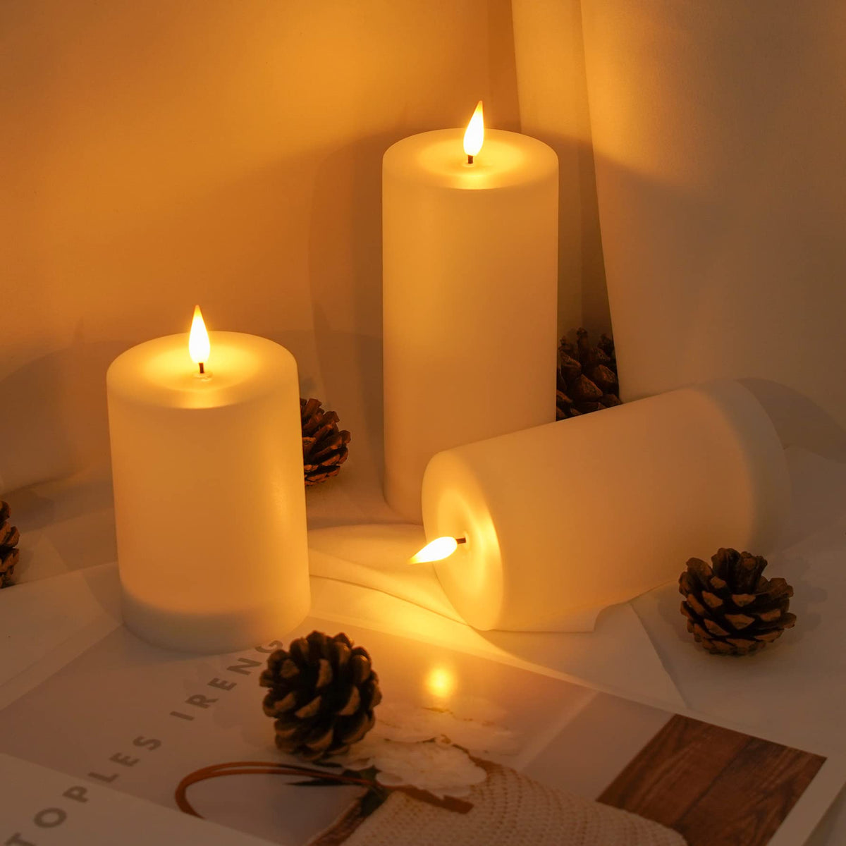 VIODAIM solar candles charge by sun, saving energy for patio lighting.