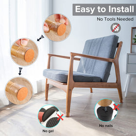 Violibar easy-install chair leg caps require no tools for quick fitting.