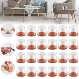 Violibar upgraded silicone chair leg protectors on hardwood floor reduce scratches and noise.