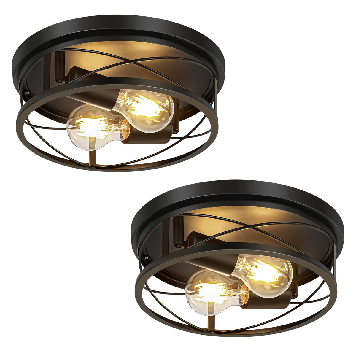 VIOLOEMI Farmhouse Lights black round ceiling lamp with adjustable swivel for versatile hall lighting.