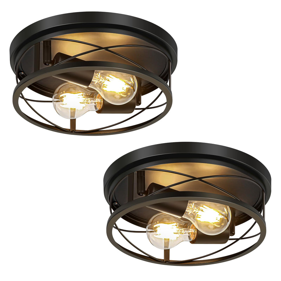 VIOLOEMI Farmhouse Lights black round ceiling lamp with adjustable swivel for versatile hall lighting.