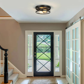 VIOLOEMI flush mount fixture supports E26 bulbs for customizable brightness.