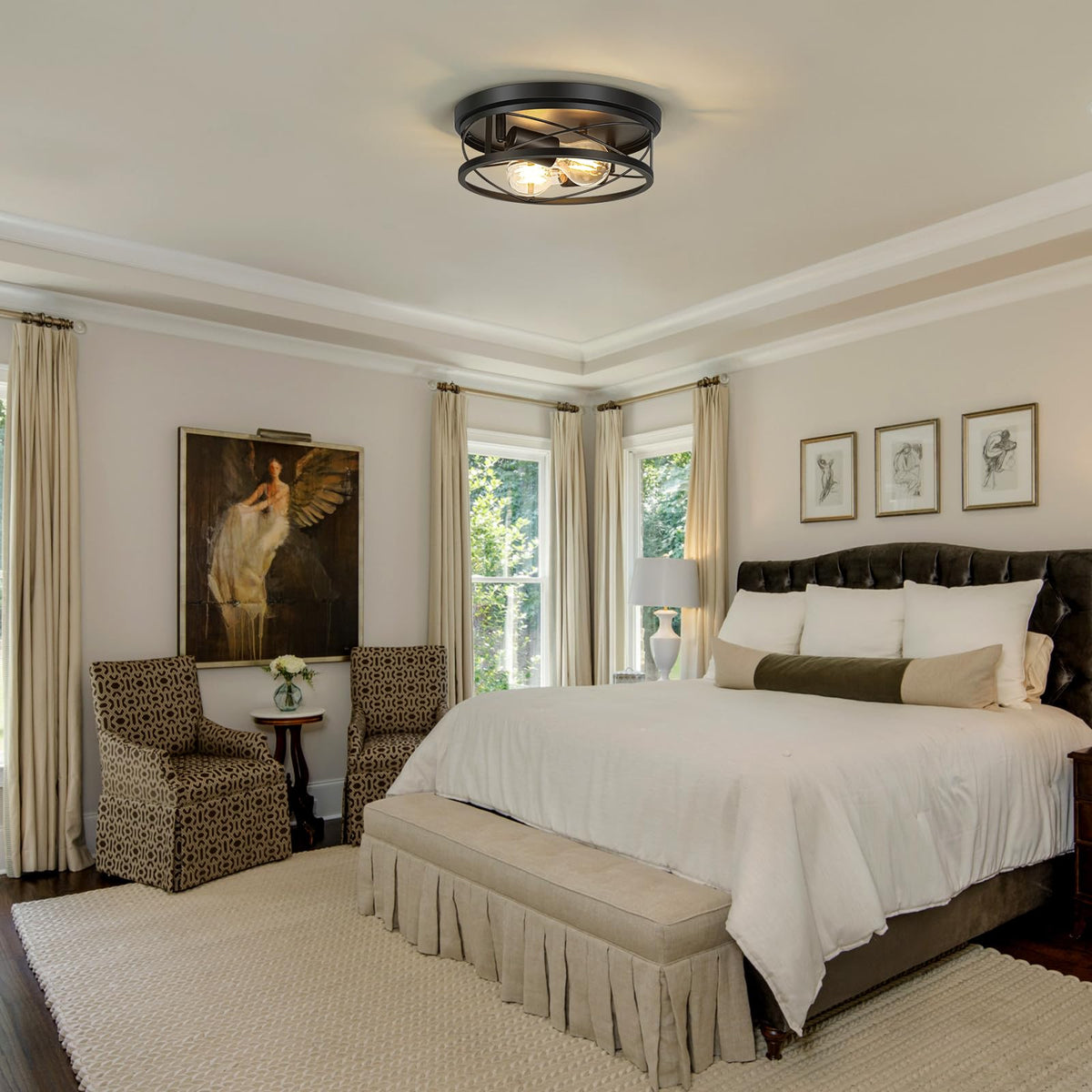 Two-pack farmhouse lights are ideal for entryways, kitchens, or living spaces.
