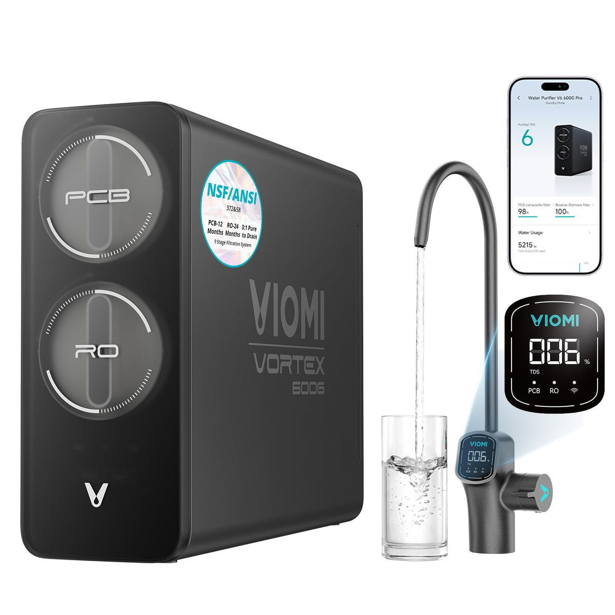 VIOMI V6 Pro under-sink installation for purified water access.