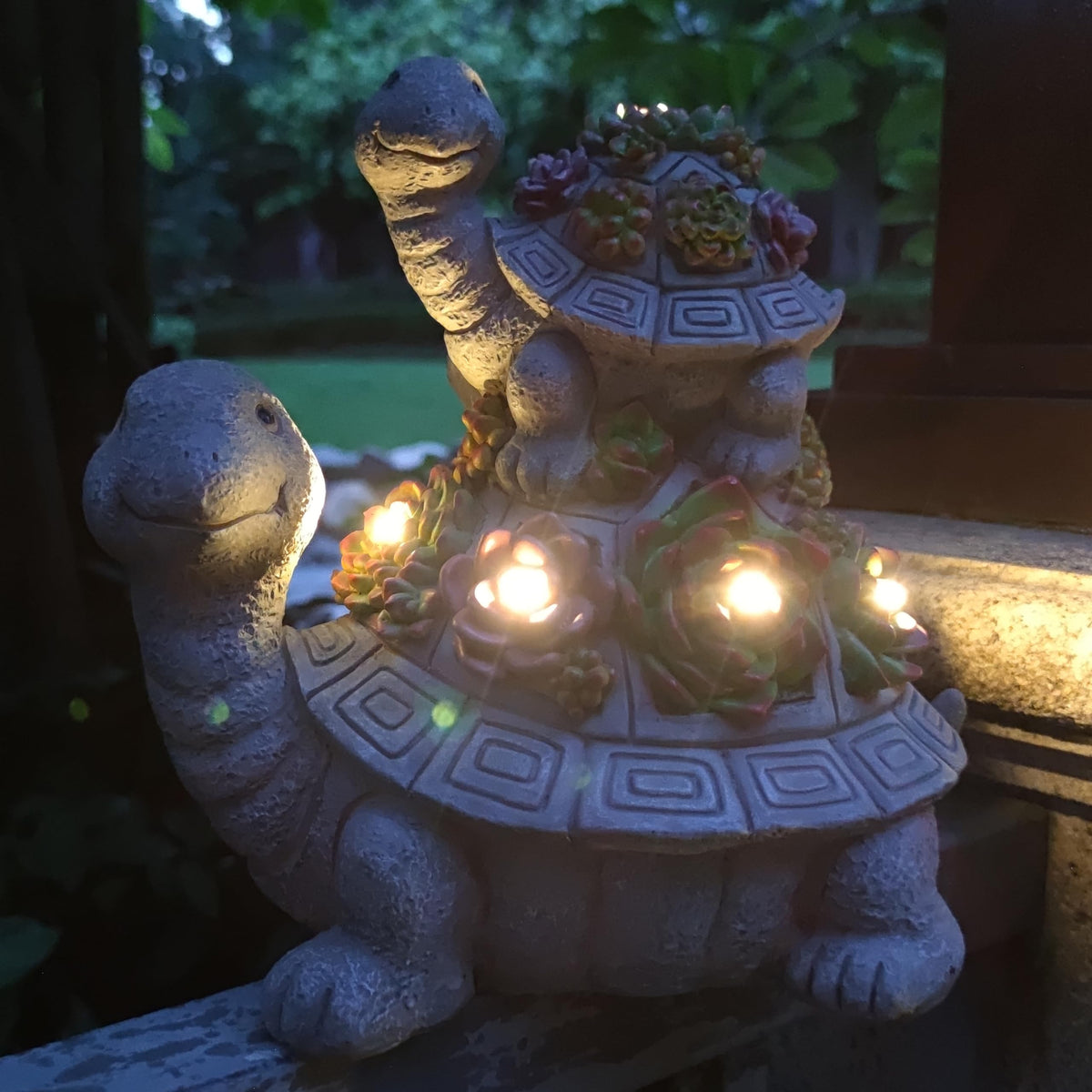 VIOYOUNS turtle statue with succulent-friendly base adds life to patios and pathways.