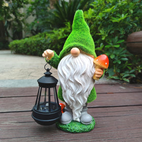 VIOYOUNS mushroom-holding gnome complements greenery and curb appeal