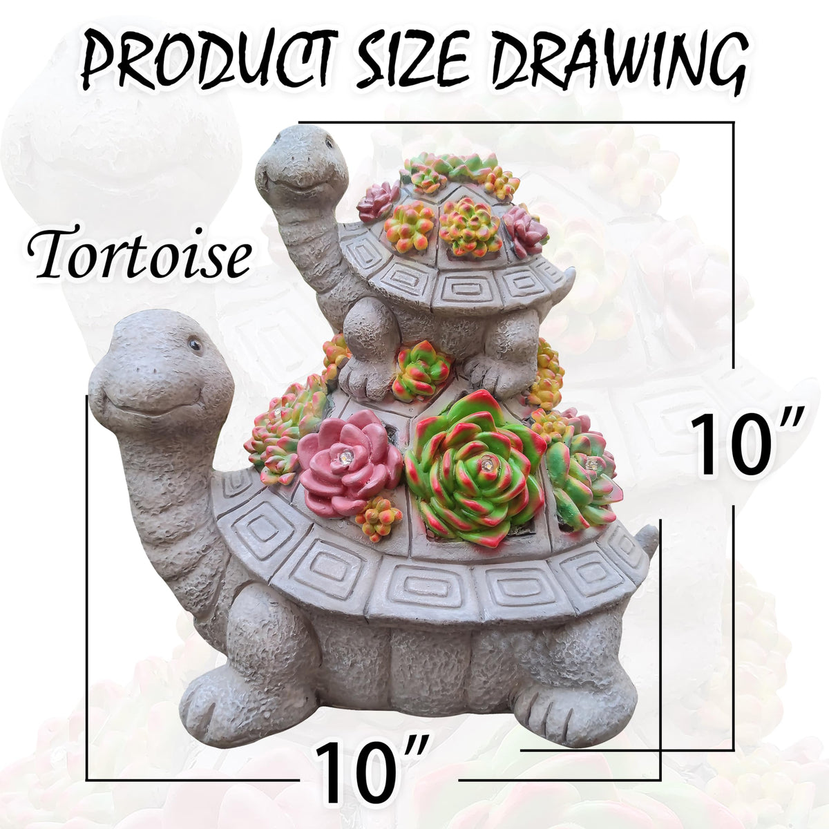 VIOYOUNS solar turtle with 6 LED lights illuminates your garden after dusk.