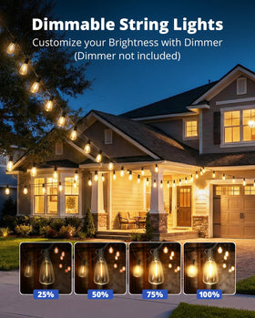 VIPAR string lights with spare bulbs for uninterrupted outdoor brightness