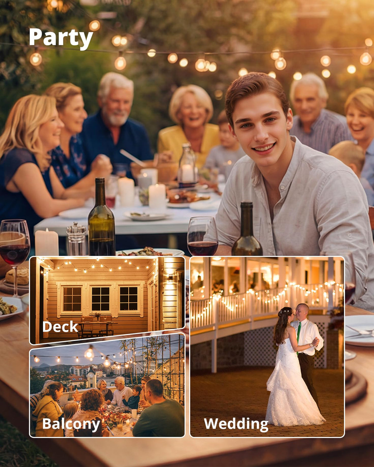 VIPAR backyard patio ambiance with warm, uniform lighting