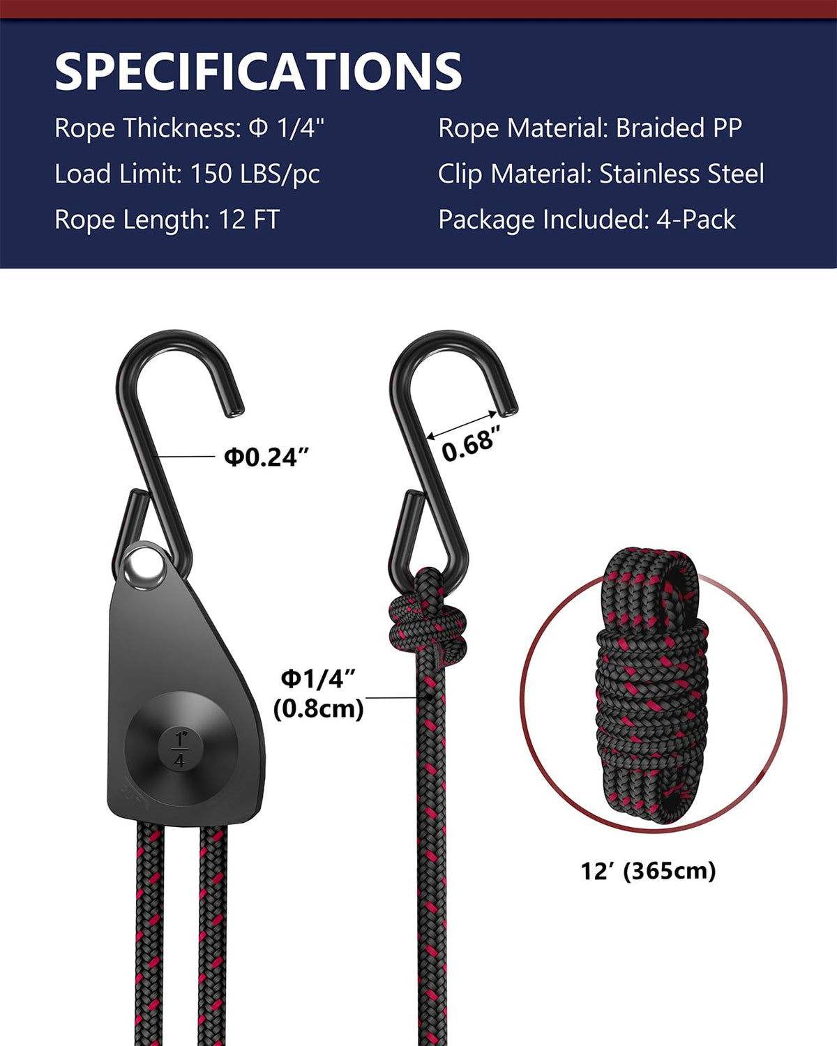 VIPARSPECTRA ratchet tie-down strap 4-pack provides versatile options