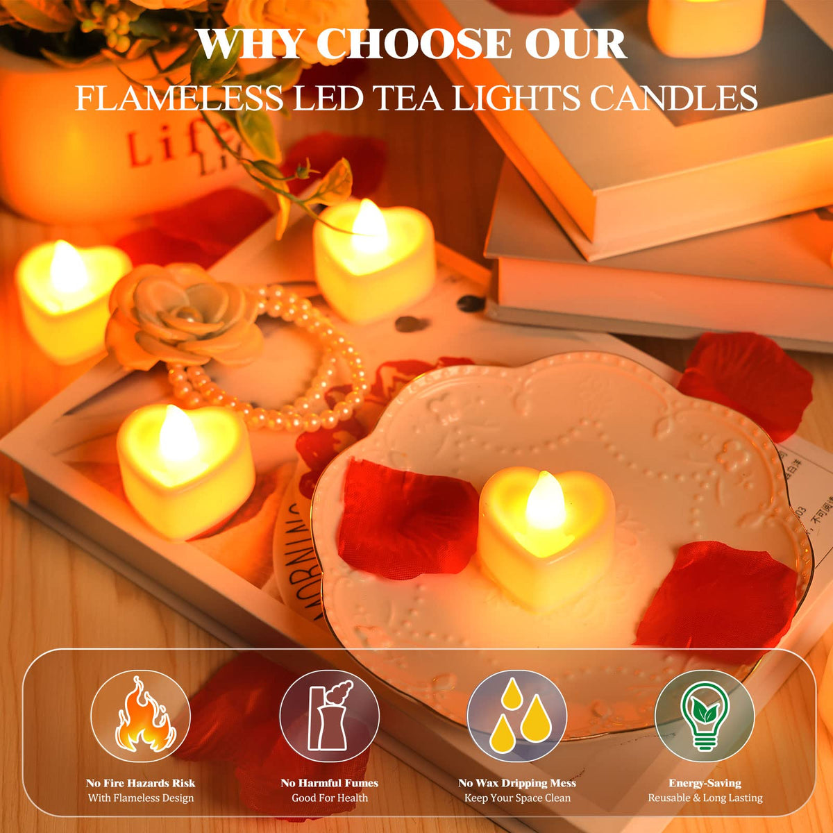 VIPbuy romantic centerpiece blends petals and candles for ambiance.