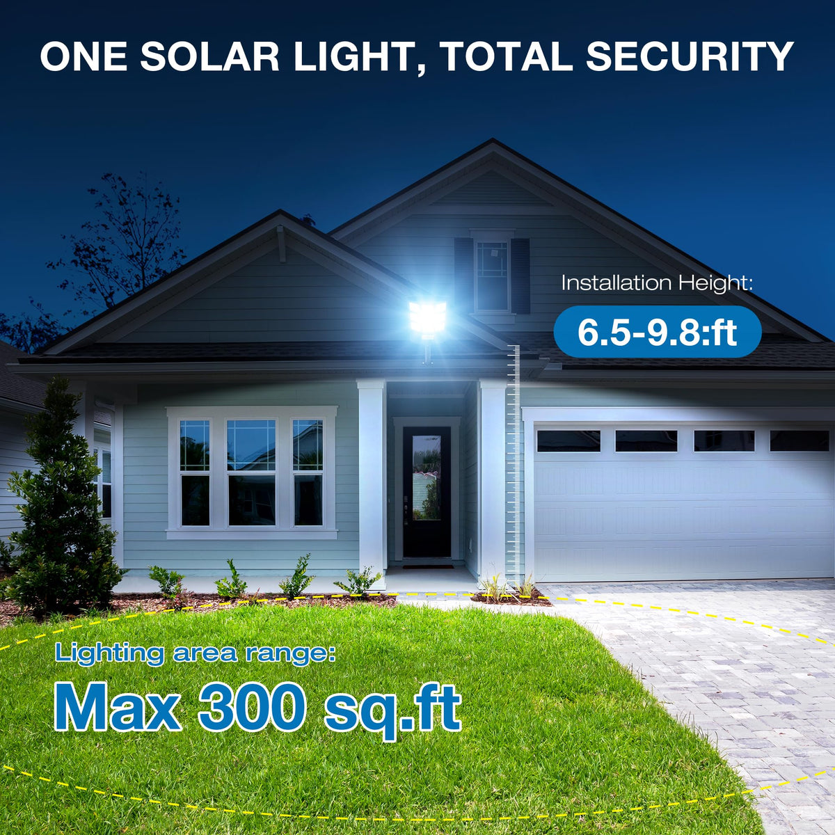 Vipzon motion-sensor security light detects movement with instant bright response.