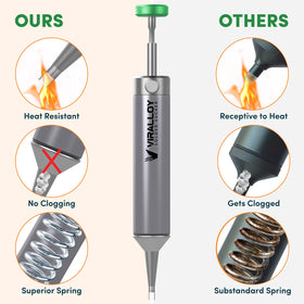 VIRALLOY aircraft-grade aluminum body provides durable, corrosion-resistant desoldering tool.