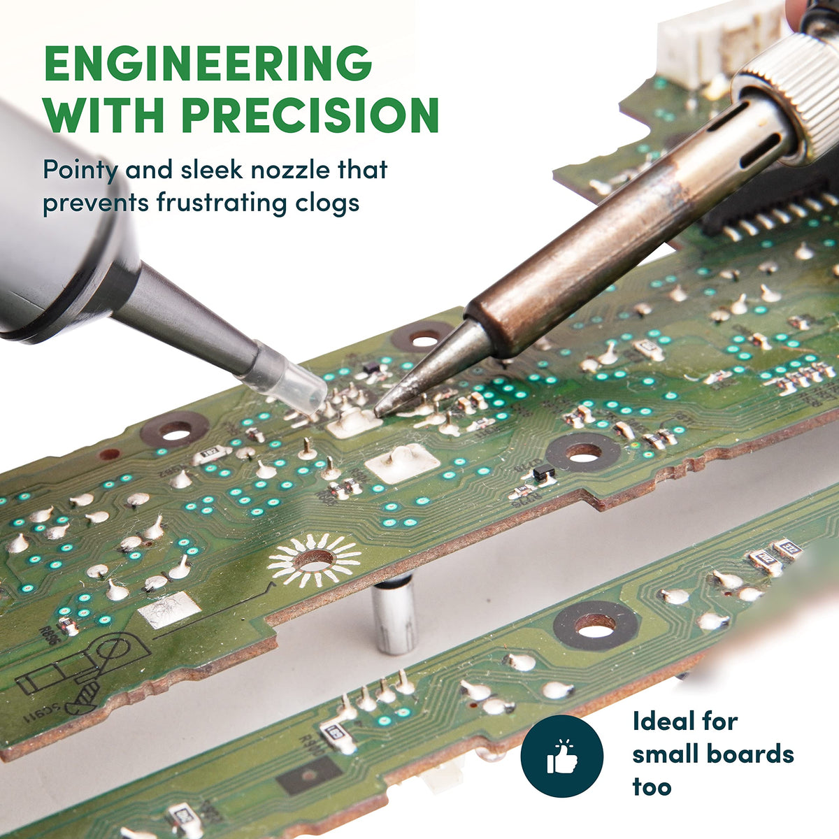 VIRALLOY self-cleaning desoldering pump ejects solder waste to keep workflow smooth.