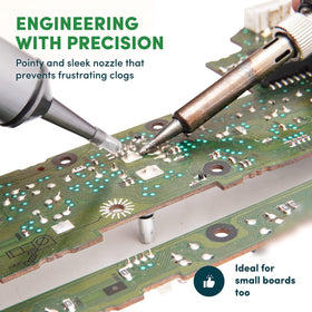 VIRALLOY self-cleaning desoldering pump ejects solder waste to keep workflow smooth.