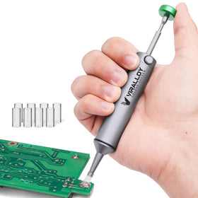 VIRALLOY Solder Sucker tool with silicone-tip enables precise desoldering on tight joints.