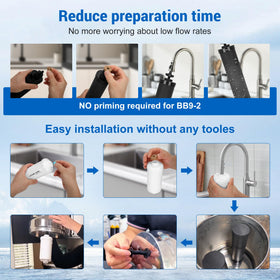 Virego replacement-life icon highlights suggested replacement cycles for black and fluoride filters