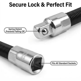 Virsomier 3-piece flexible extension in 8-inch reach with 3/8-inch drive for tight spaces.