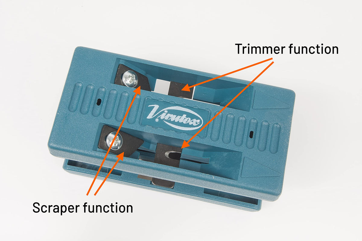 Close-up of Virutex AU93 laminate trimming tool cutting edge