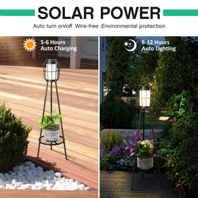 Outdoor VISFLAIR floor lamps provide safe wire-free lighting along pathways and entryways