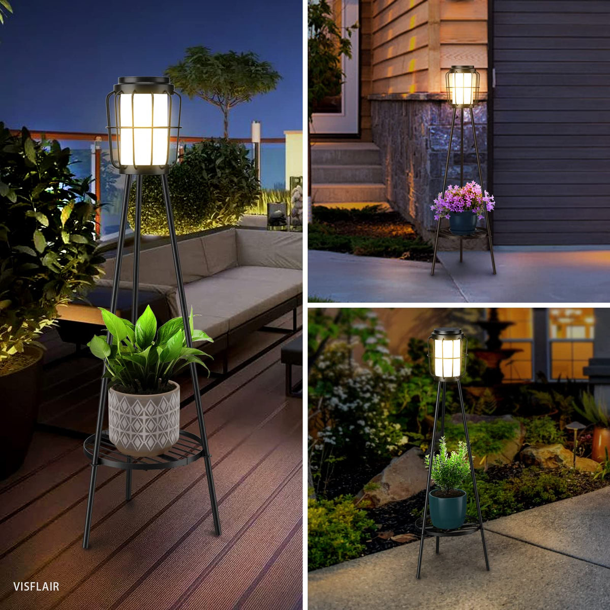 VISFLAIR solar floor lamp guides walkways with a soft inviting glow