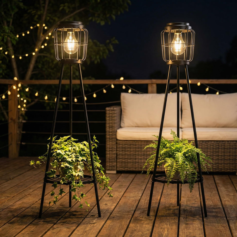 VISFLAIR solar lights with plant stand create cozy outdoor ambience