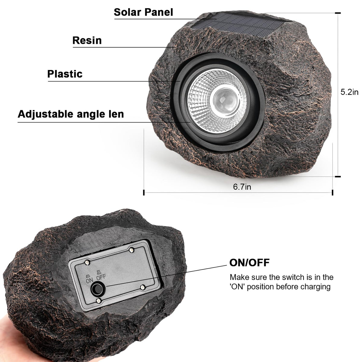 VISFLAIR Solar Rock Light tree highlight for decorative yard accents