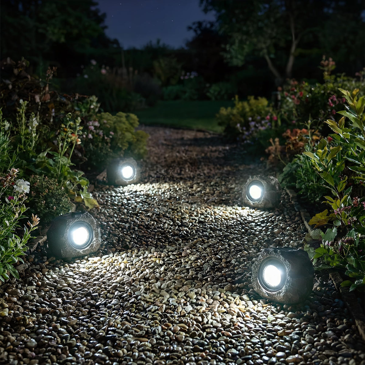 VISFLAIR Solar Rock Light yard decor with wireless, easy placement