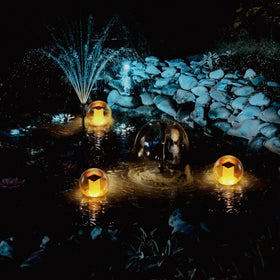 VISOFO floating globe brightens backyard parties and poolside gatherings.