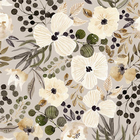 VistaPalette boho-daisy-wallpaper-cream-brown renter-friendly accent wall with easy removal