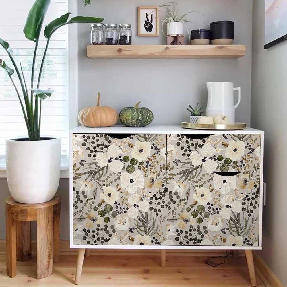 VistaPalette boho-daisy-wallpaper-cream-brown durable vinyl for long-lasting décor