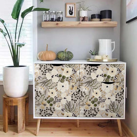 VistaPalette boho-daisy-wallpaper-cream-brown durable vinyl for long-lasting décor