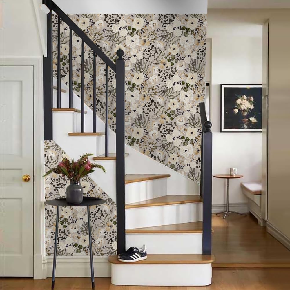 VistaPalette boho-daisy-wallpaper-cream-brown vibrant floral pattern enhances photoshoots