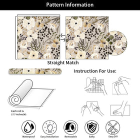 VistaPalette boho-daisy-wallpaper-cream-brown versatile for living spaces and bathrooms