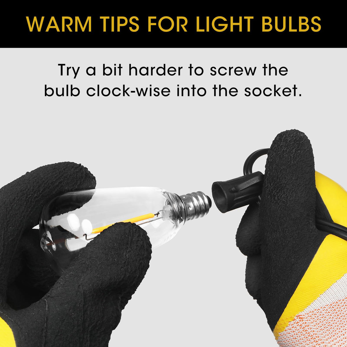 VISTERLITE E12/C7 base bulb mounted for exterior use in patio lighting