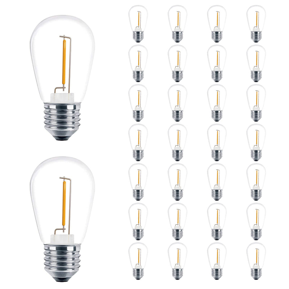 VISTERLITE S14 Edison bulbs clear pack for bright outdoor mood lighting.