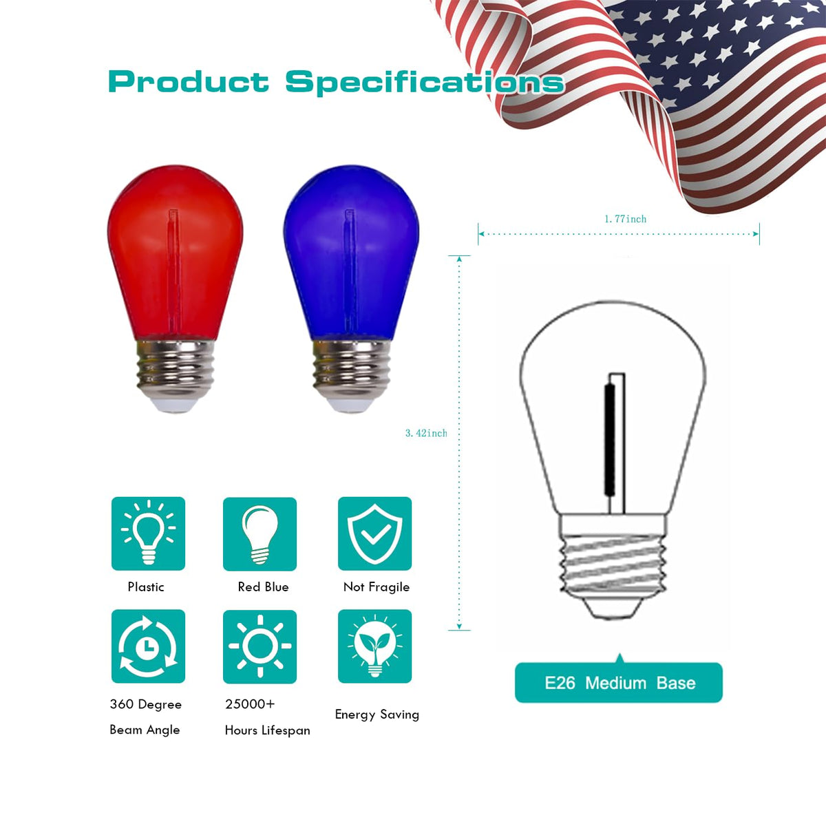 Visther S14 blue LED bulb creates cozy patio ambiance