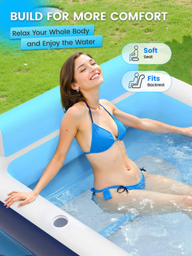 Overall dimensions shown on VISTOP pool: 76 by 66 by 19 inches.