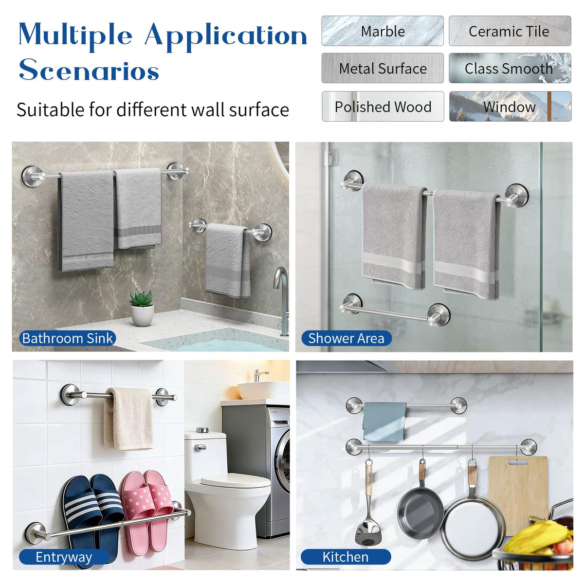 Vitaloom extendable length supports various towel sizes.