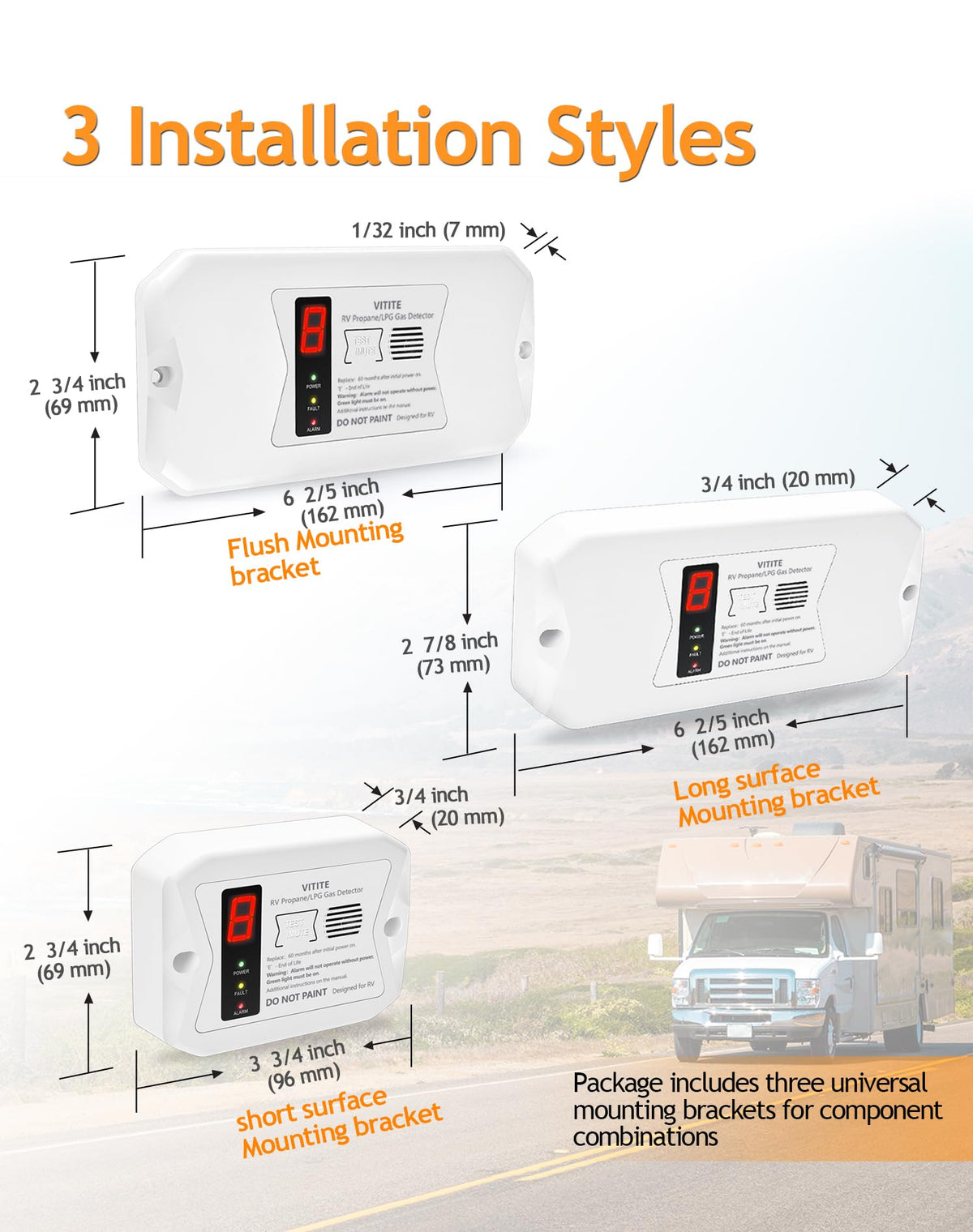 VITITE RV detector wall-mount brackets enabling flexible, secure installation options.